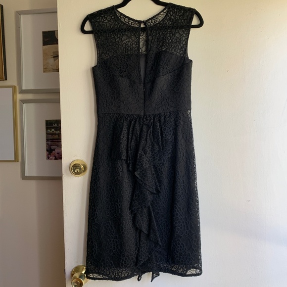 Milly Black Lace Ruffle-Back Dress - Picture 4 of 7